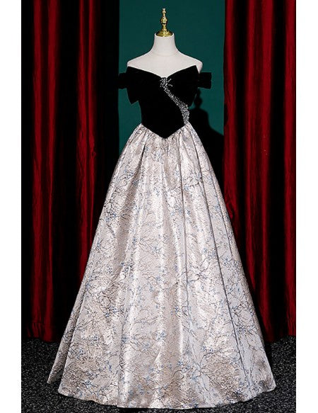 Black Velvet Bling Party Prom Dress with Big Bow