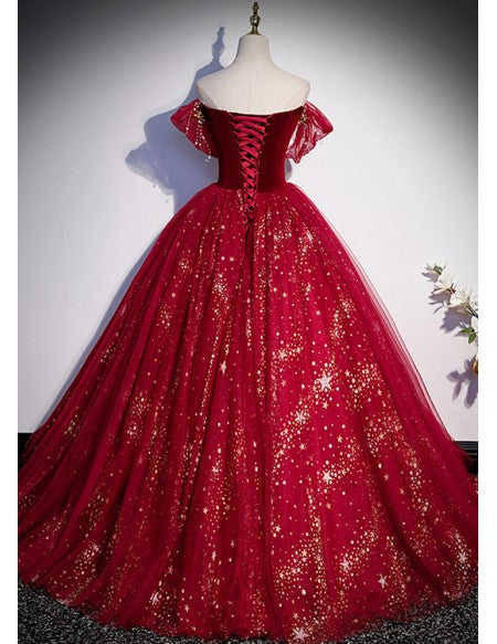 Sparkly Blings Ballgown Long Prom Dress Off Shoulder