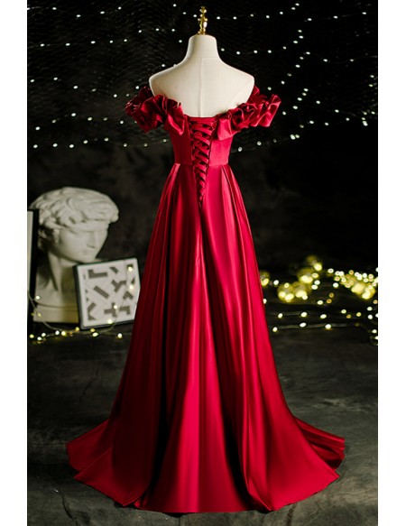 Elegant Off Shoulder Pleated Satin Formal Dress