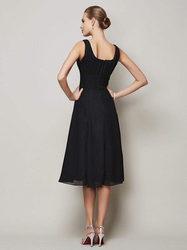 A-Line/Princess Straps Sleeveless Pleats Short Chiffon Bridesmaid Dresses