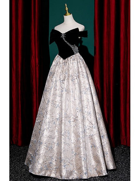 Black Velvet Bling Party Prom Dress with Big Bow