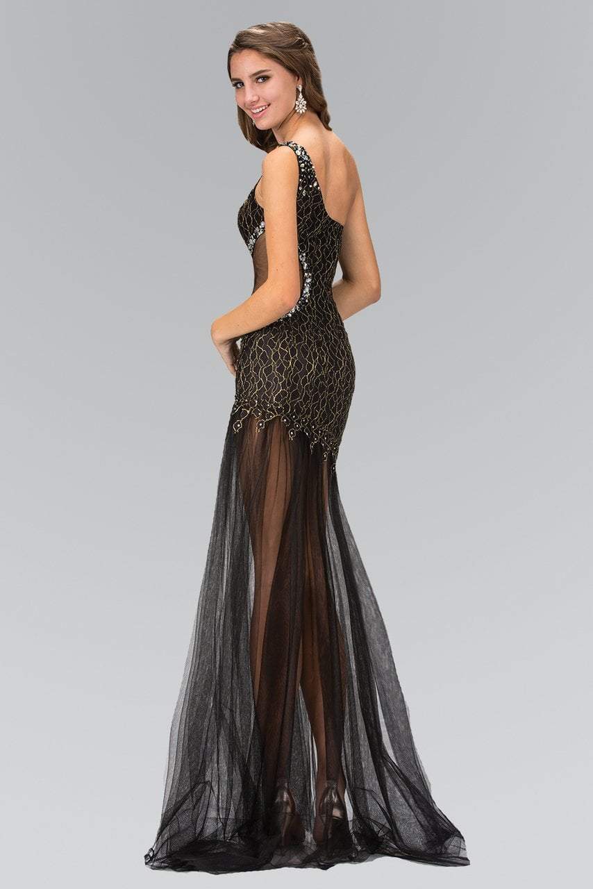 Asymmetrical Cutout Tulle Gown