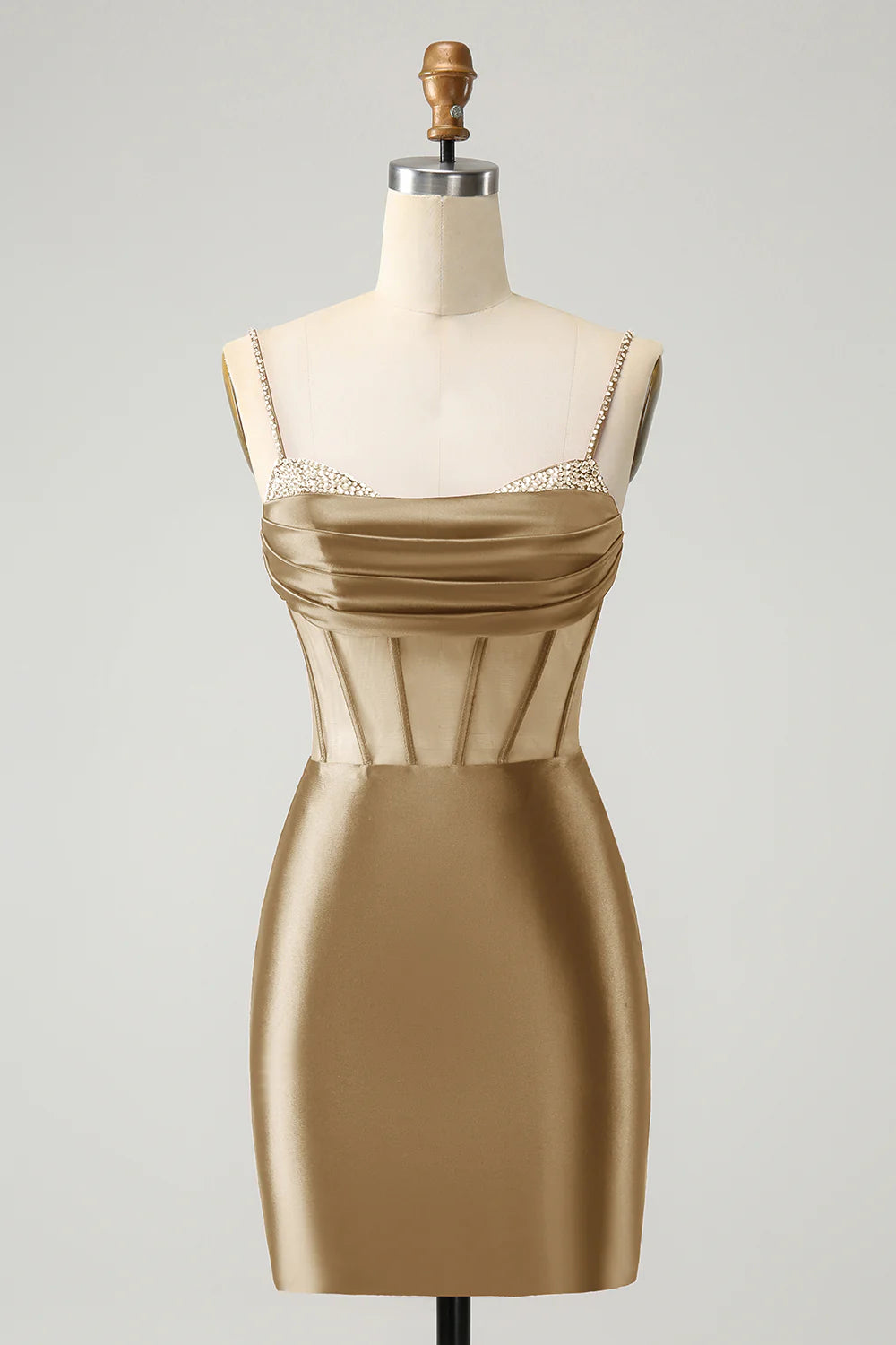 Glitter Dark Red Beaded Corset Satin Unique Tight Short Homecoming Dress