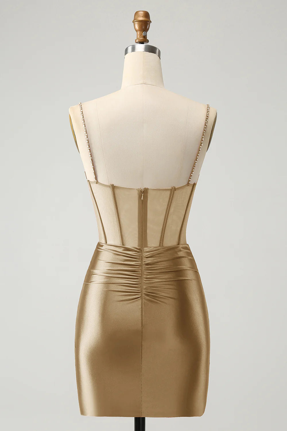 Glitter Dark Red Beaded Corset Satin Unique Tight Short Homecoming Dress