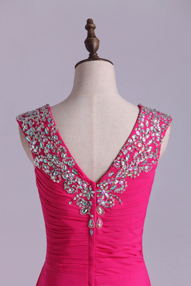 Party Dress V Neck Chiffon Floor Length