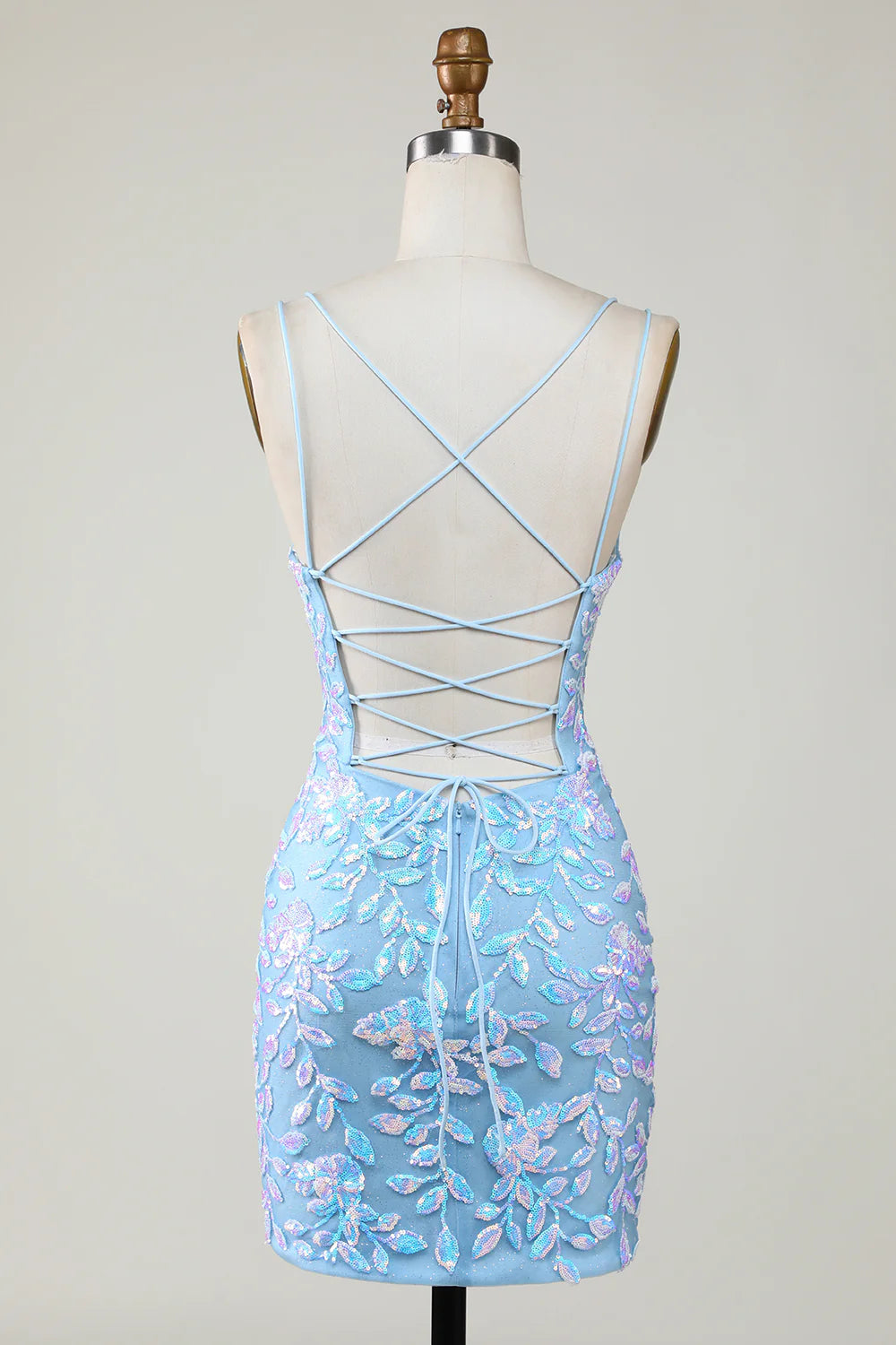 Bodycon Spaghetti Straps Party Dress With Aqqliques