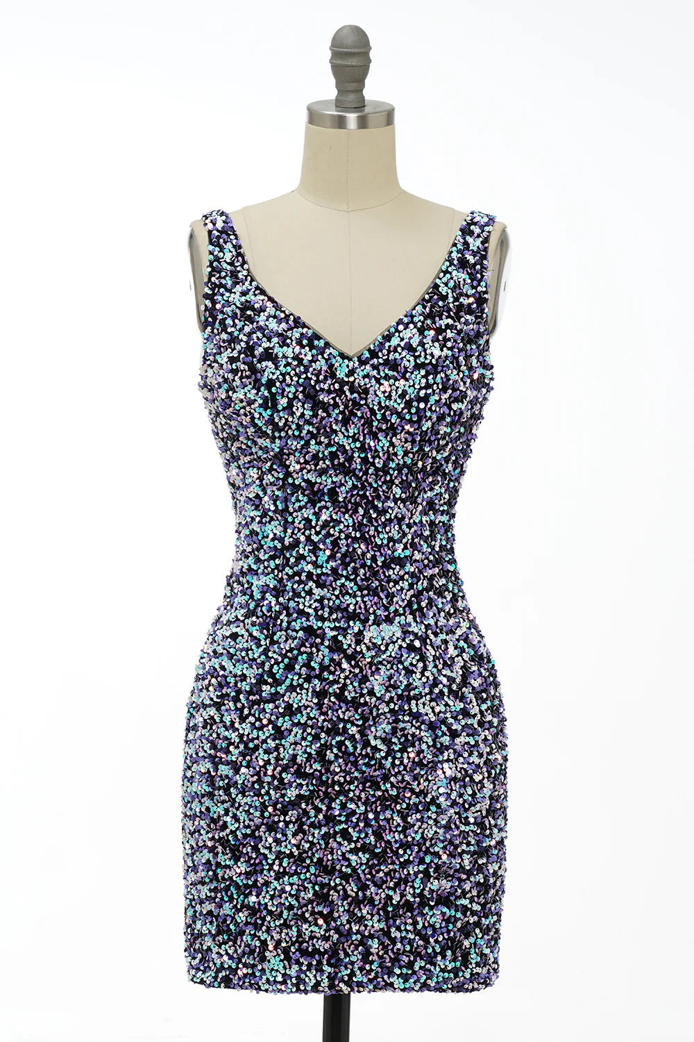 Black Sequin Fitted Homecoming Dress