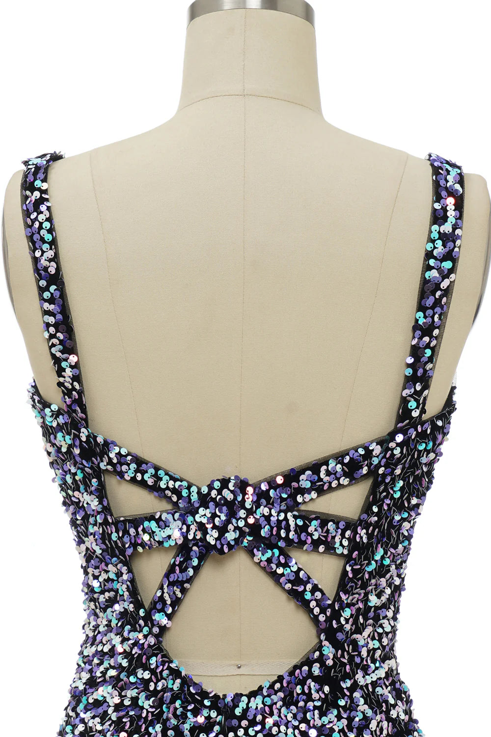 Black Sequin Fitted Homecoming Dress