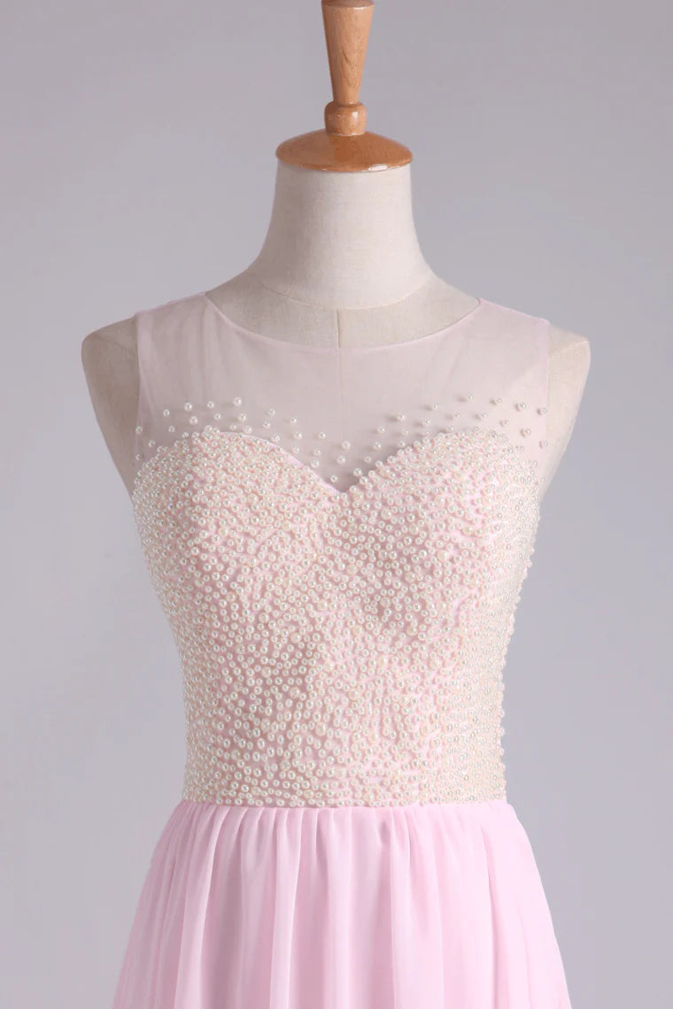 A Line With Layered Flowing Chiffon Party Dress Floor Length