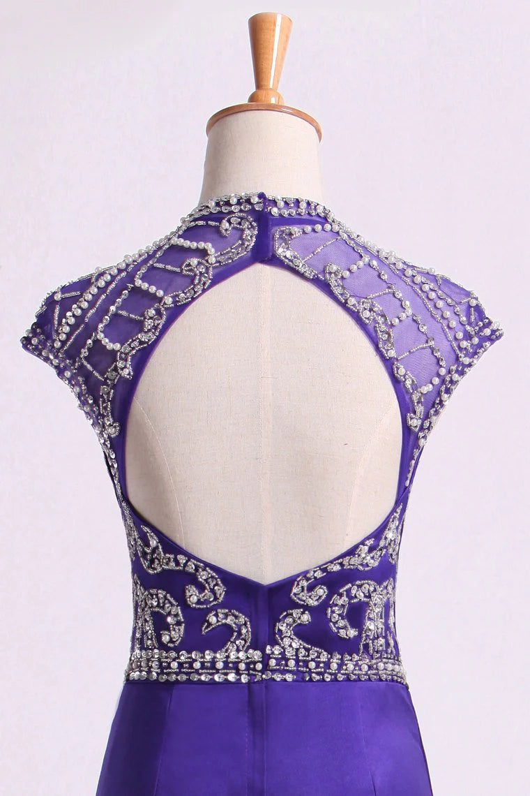 Mermaid Party Dresses Beaded Bodice With Ruffles Satin