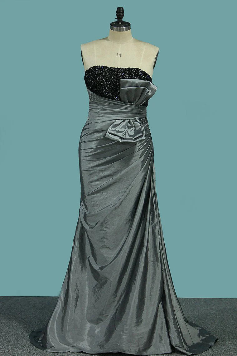 Sale Strapless Taffeta Party Dresses Mermaid Sweep/Brush Classic Style