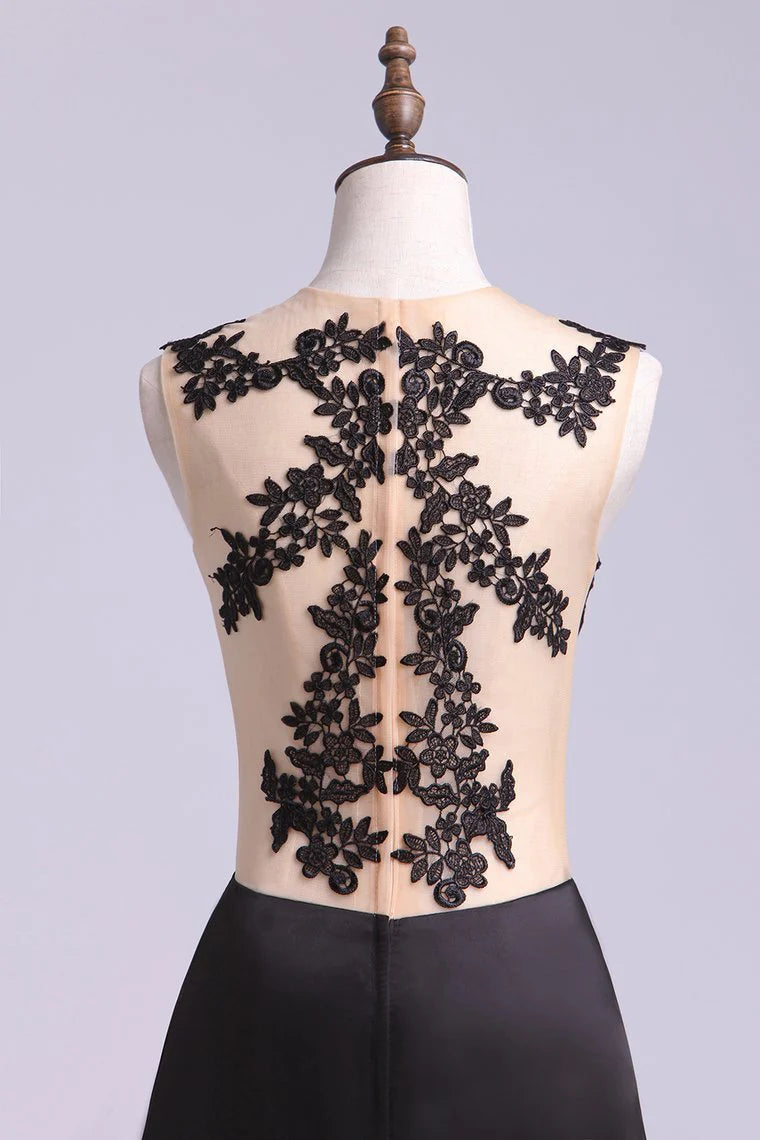 Scoop Mermaid Party Dresses With Applique