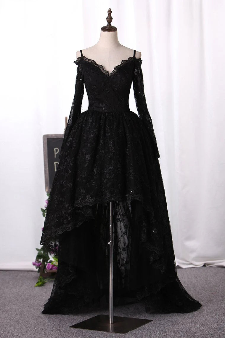 Off The Shoulder With Applique And Beads Sweep Train Party Dress