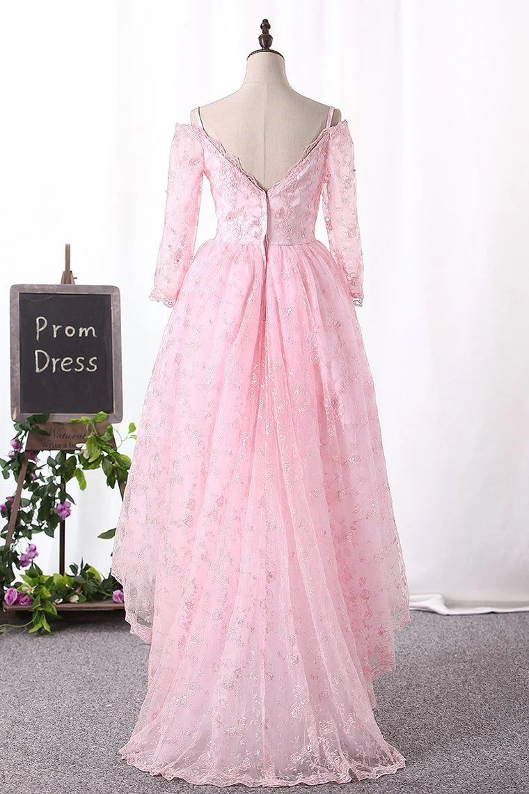 Off The Shoulder With Applique And Beads Sweep Train Party Dress