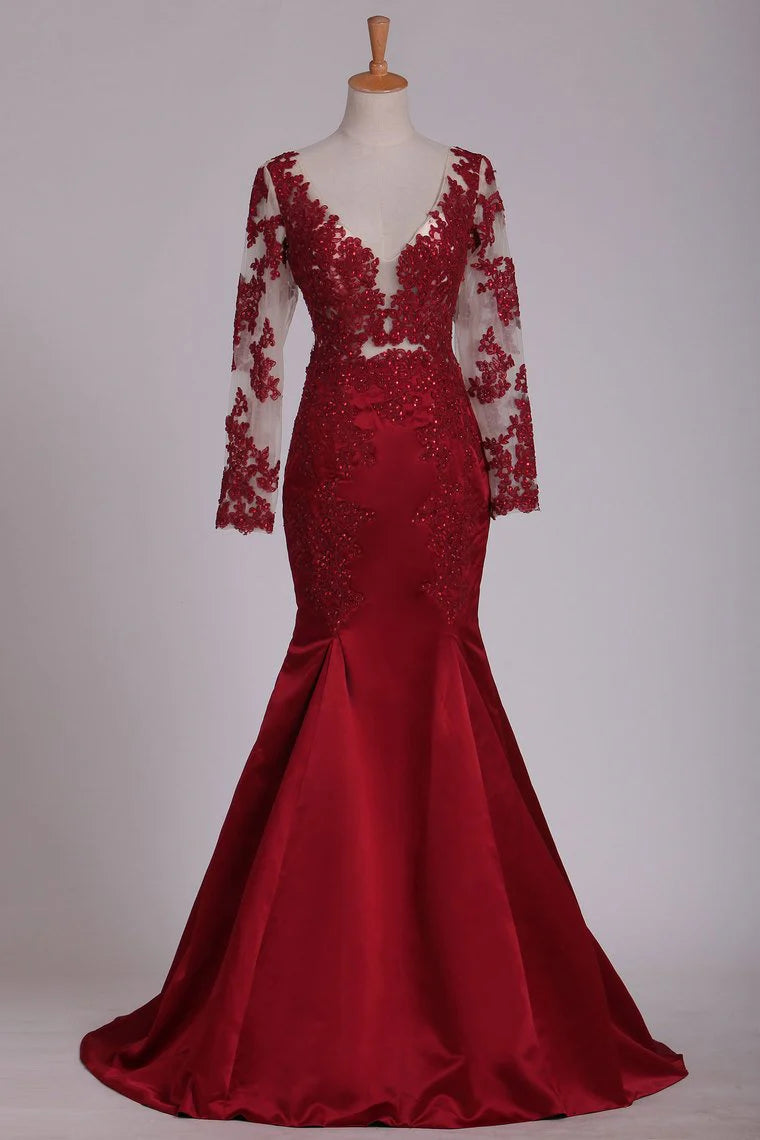 Party Dresses Mermaid/Trumpet Satin With Applique