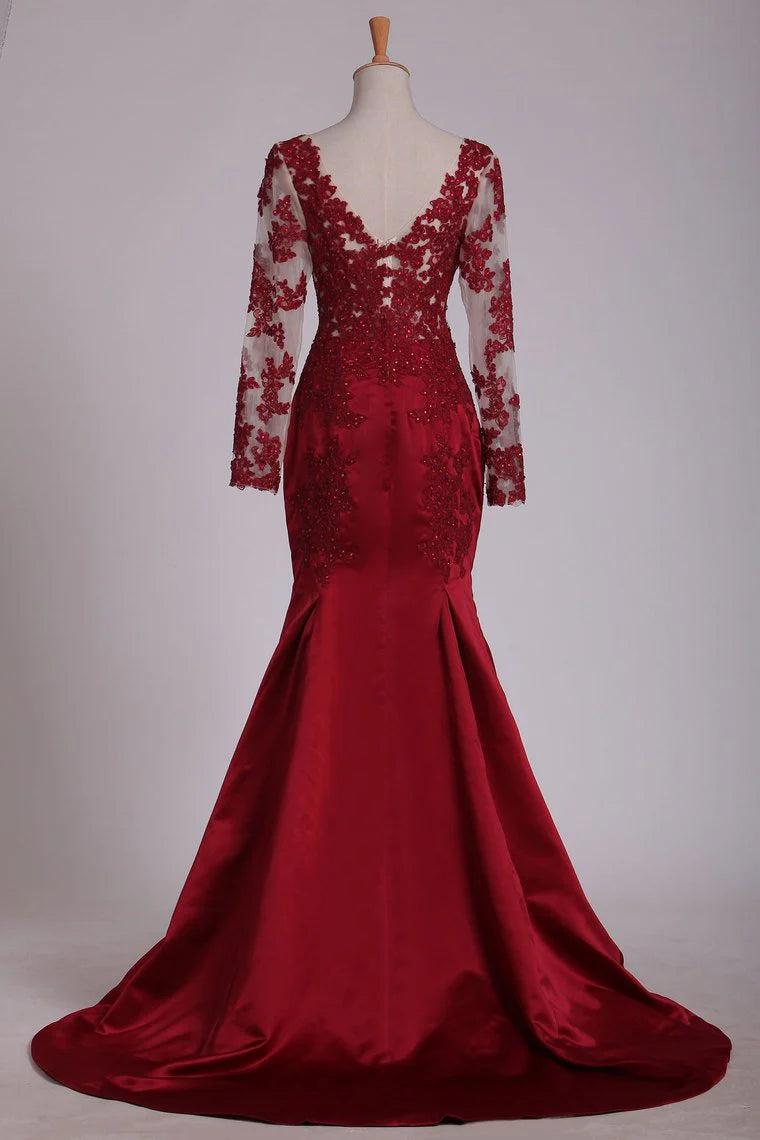 Party Dresses Mermaid/Trumpet Satin With Applique