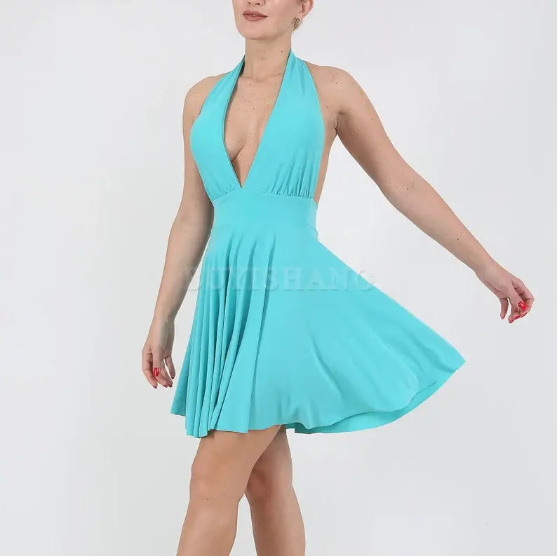 Buyishang Marlin Style Dress Deep Plunge Turquoise Dress Prom Cocktail DressHalloween Costume