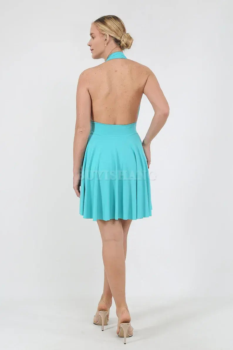 Buyishang Marlin Style Dress Deep Plunge Turquoise Dress Prom Cocktail DressHalloween Costume