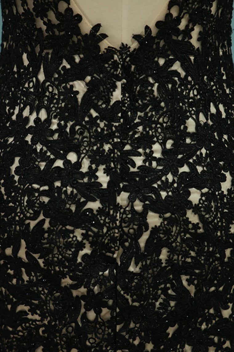 V Neck Tulle With Applique Sweep Train Party Dresses