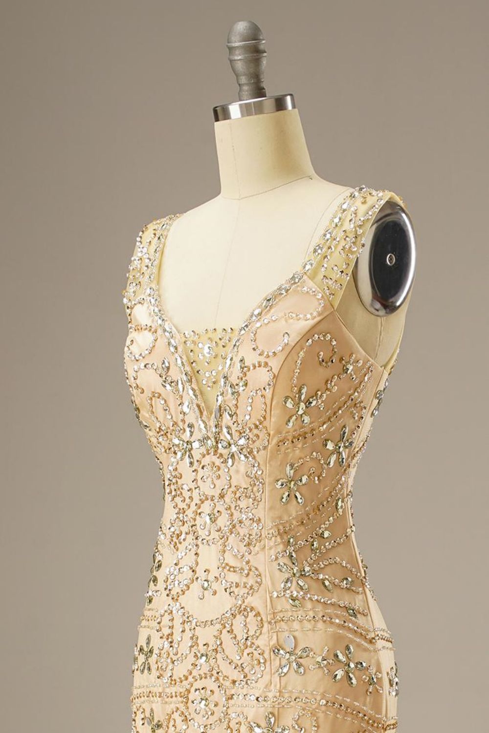 Mermaid Sweep Train Corset Back Long Dress WIth Beading