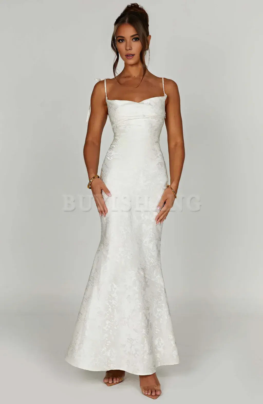 Buyishang Mermaid style women's semi formal dress square suspender long formal dress new style