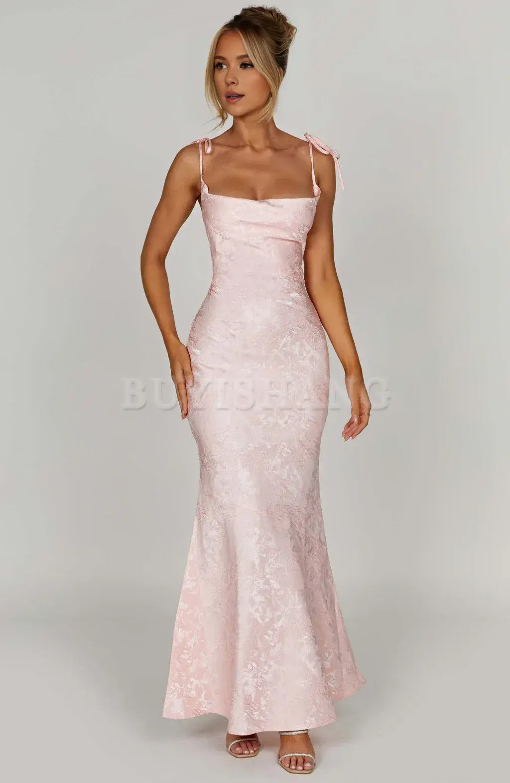 Buyishang Mermaid style women's semi formal dress square suspender long formal dress new style