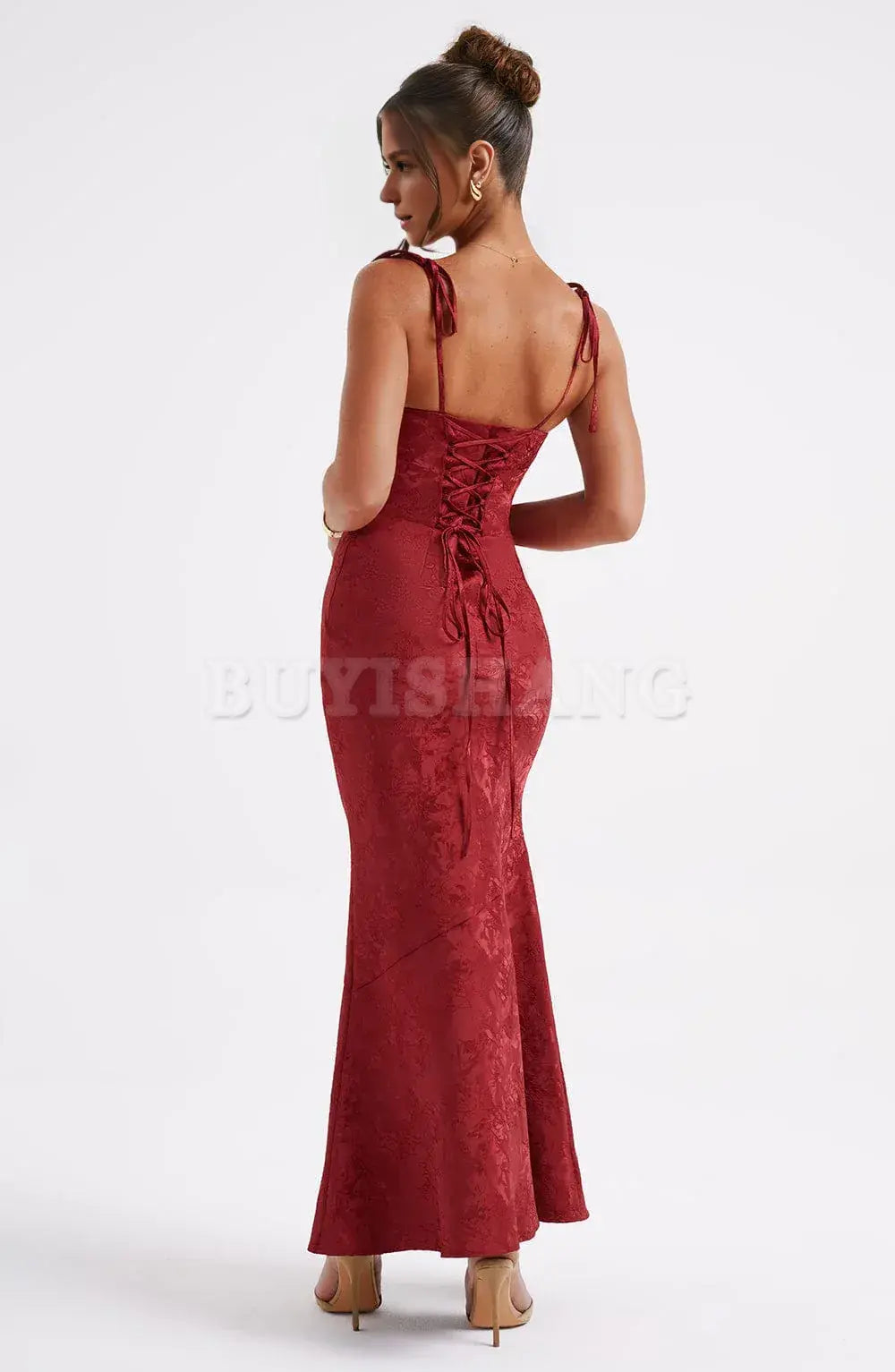 Buyishang Mermaid style women's semi formal dress square suspender long formal dress new style