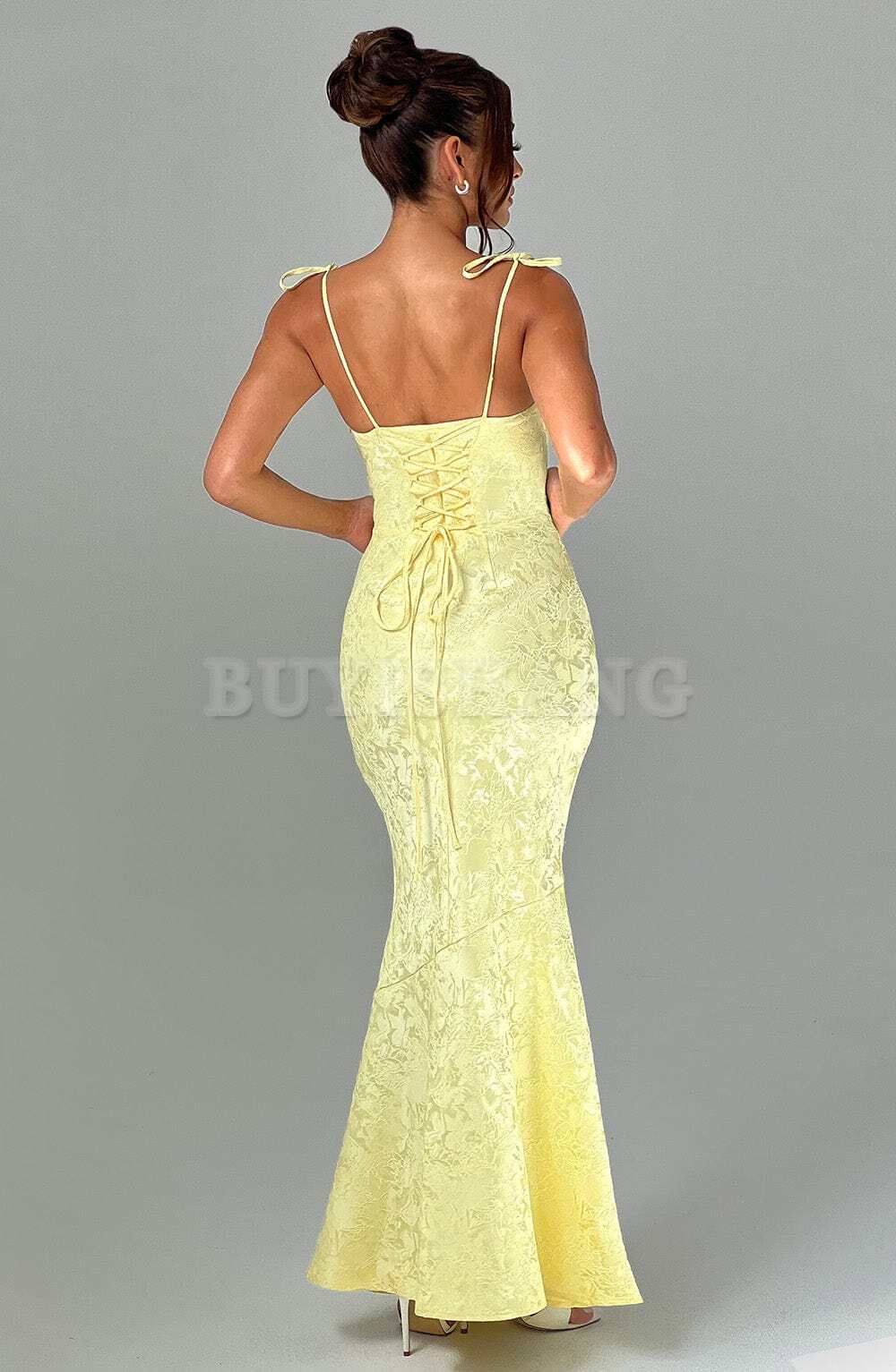 Buyishang Mermaid style women's semi formal dress square suspender long formal dress new style