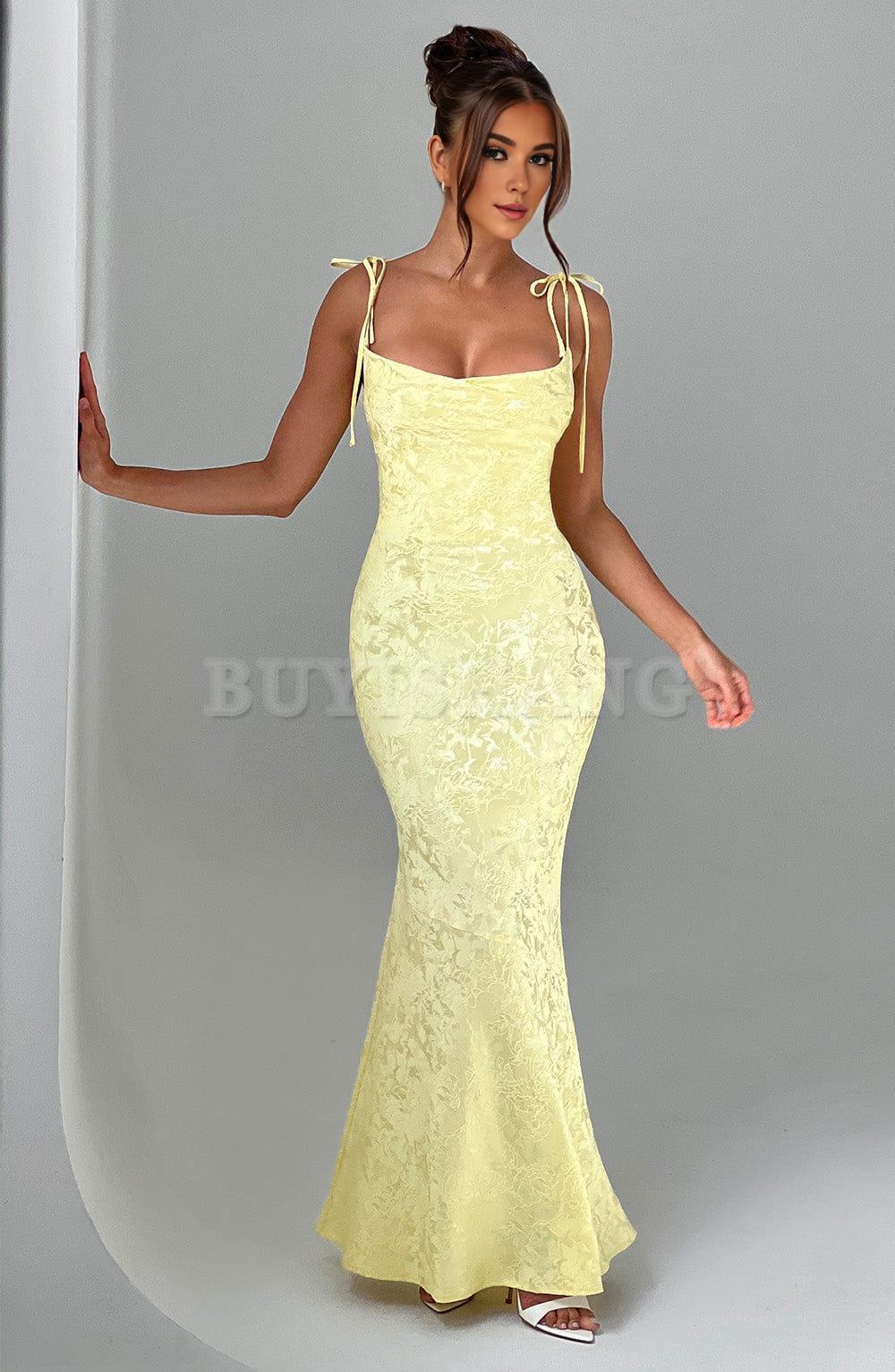 Buyishang Mermaid style women's semi formal dress square suspender long formal dress new style