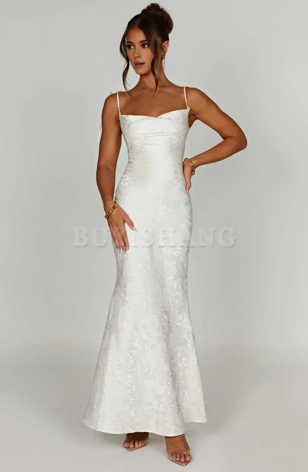 Buyishang Mermaid style women's semi formal dress square suspender long formal dress new style