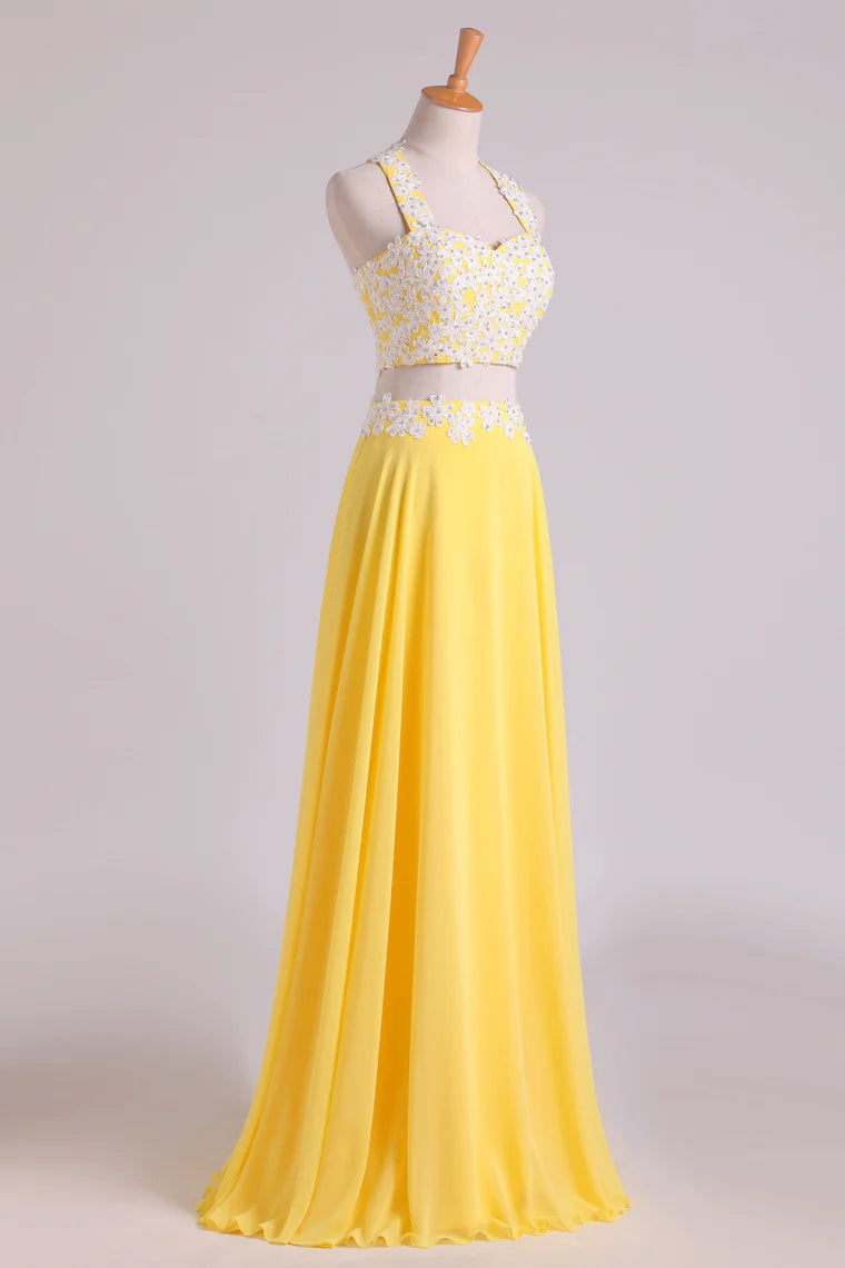 Arrival Halter Party Dresses A-Line With Applique Chiffon