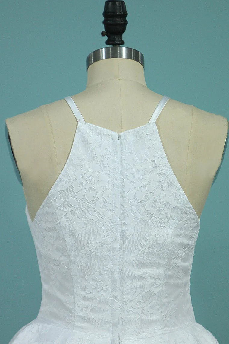 Arrival Lace Halter Party Dress High Low Zipper Up