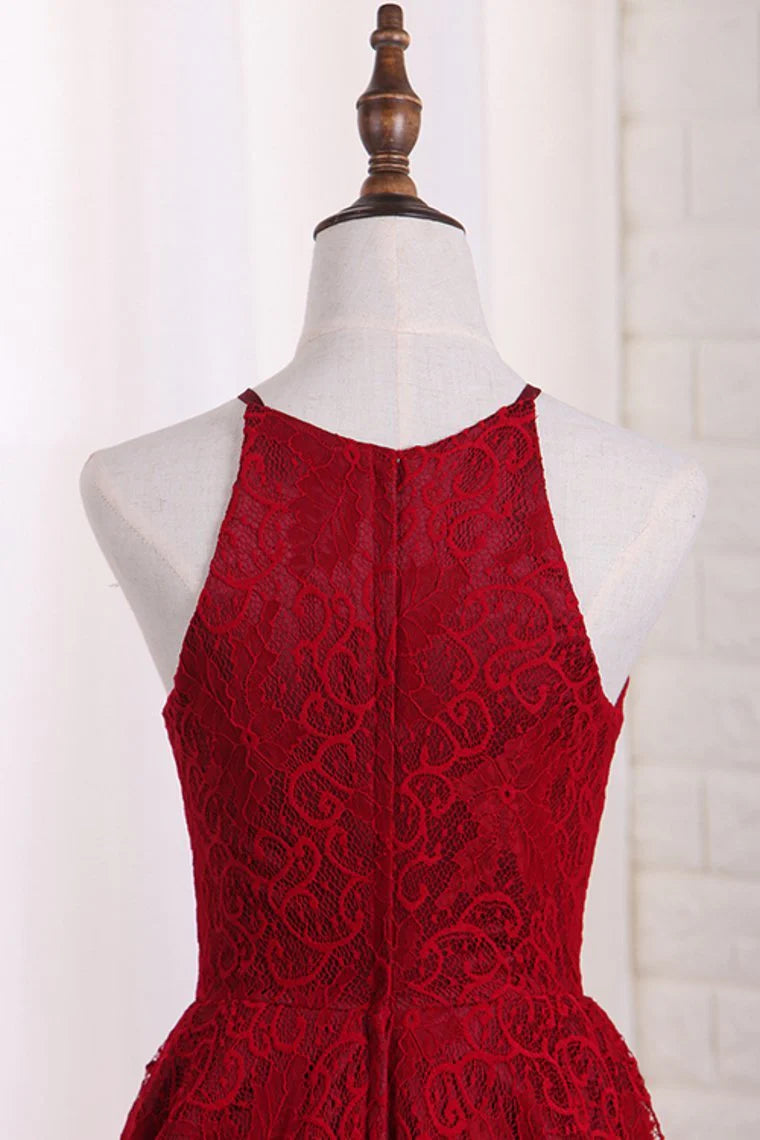 Arrival Lace Halter Party Dress High Low Zipper Up