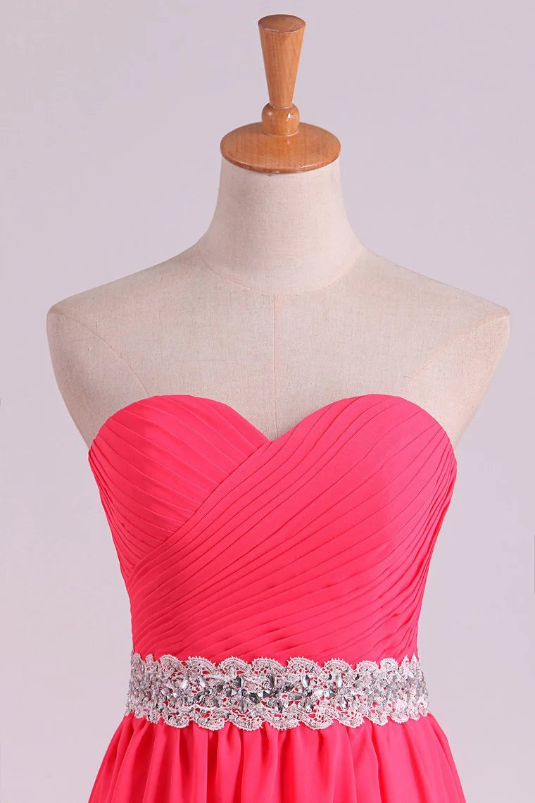 Party Dresses Sweetheart Ruched Bodice With Beading Chiffon