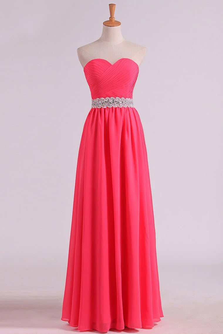 Party Dresses Sweetheart Ruched Bodice With Beading Chiffon