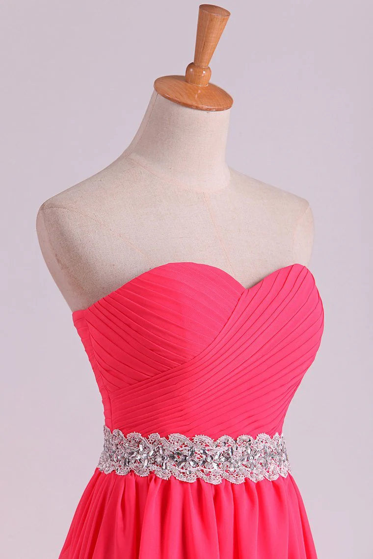 Party Dresses Sweetheart Ruched Bodice With Beading Chiffon