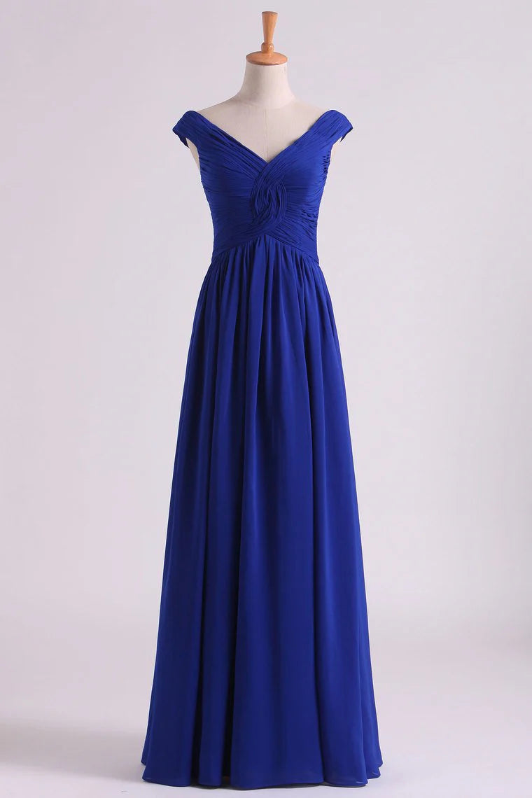 Off The Shoulder Party Dresses A Line Ruched Bodice Chiffon Floor Length