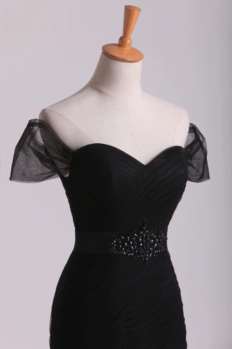 Off The Shoulder Party Dresses Mermaid Train Floor Length With Beading