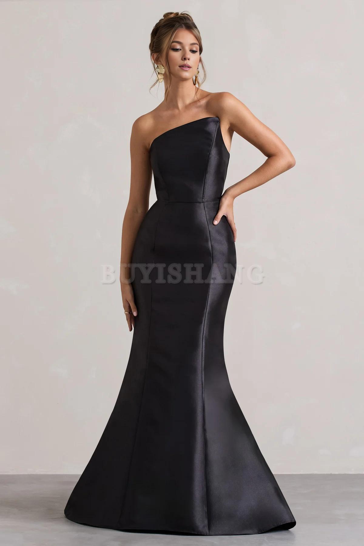 Buyishang Off Shoulder Satin Asymmetric Fishtail Maxi Dress Dress Evening Dress for Women