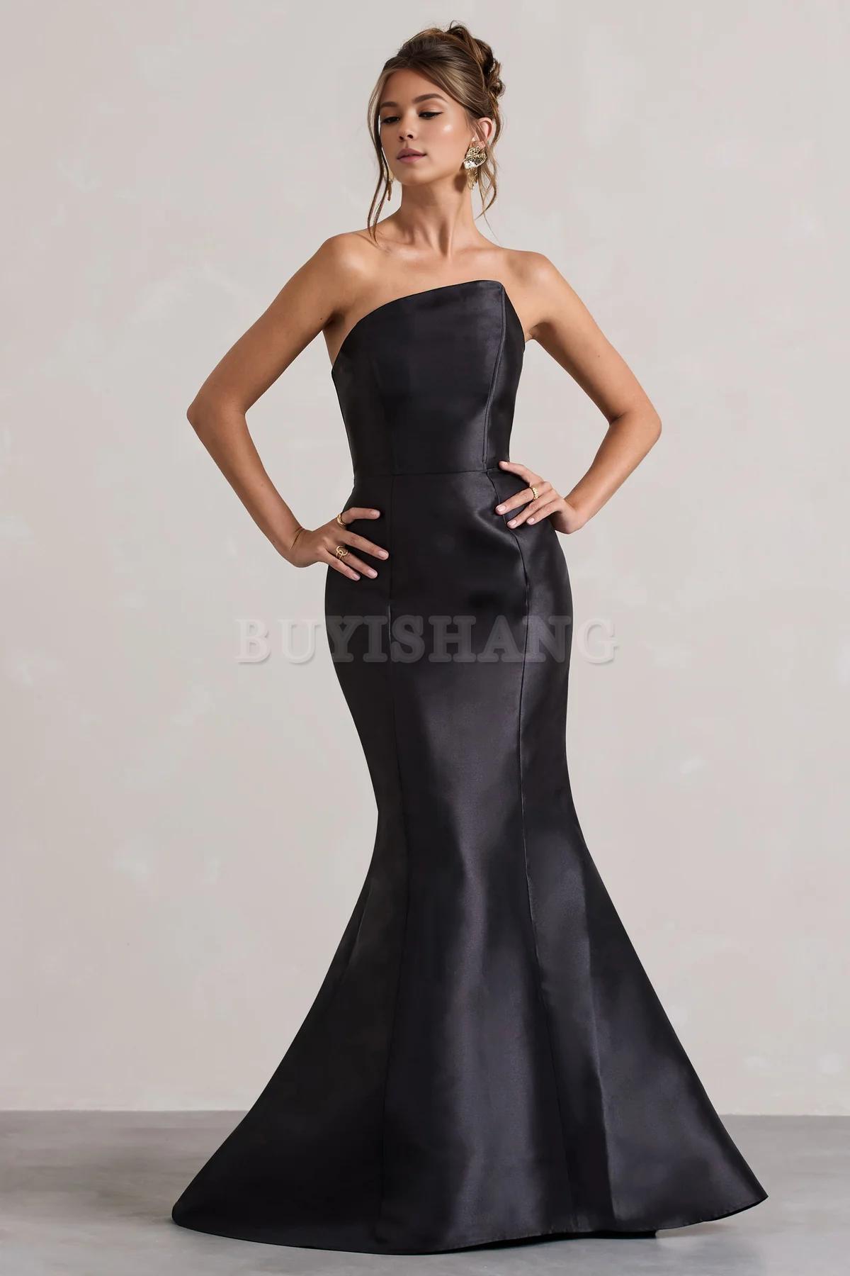 Buyishang Off Shoulder Satin Asymmetric Fishtail Maxi Dress Dress Evening Dress for Women