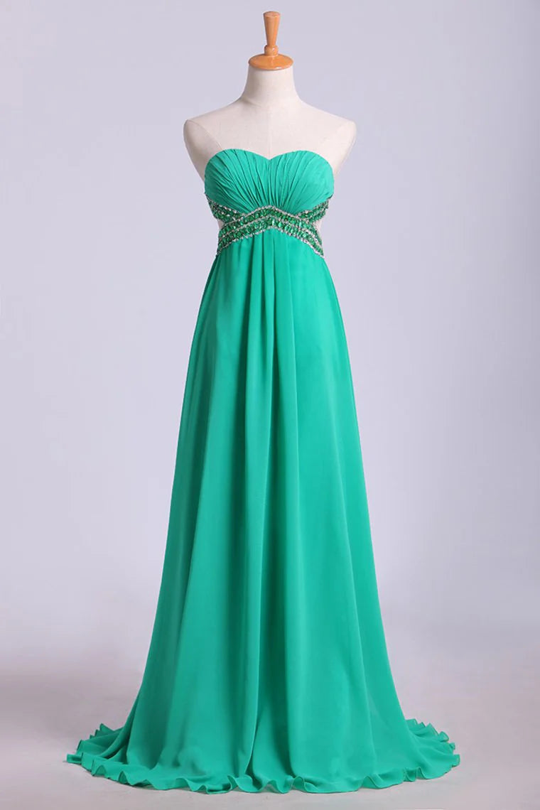 Party Dress Sweetheart Ruffled Bodice With Beaded Straps Pick Up Chiffon Skirt