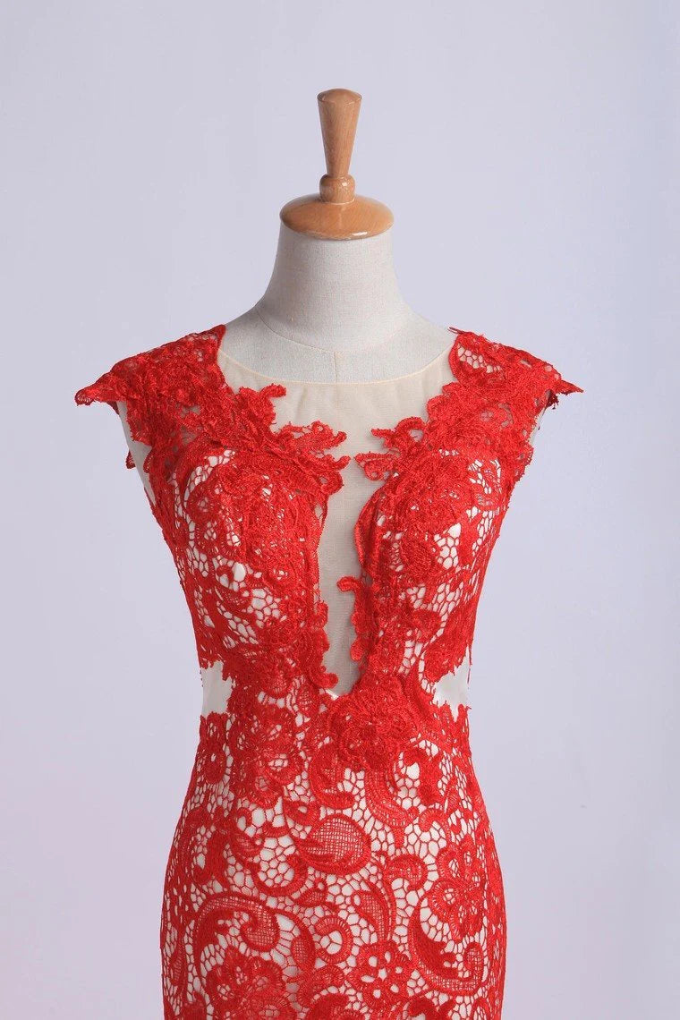 Open Back Party Dresses Mermaid Sweep/Brush Train Chiffon&Lace