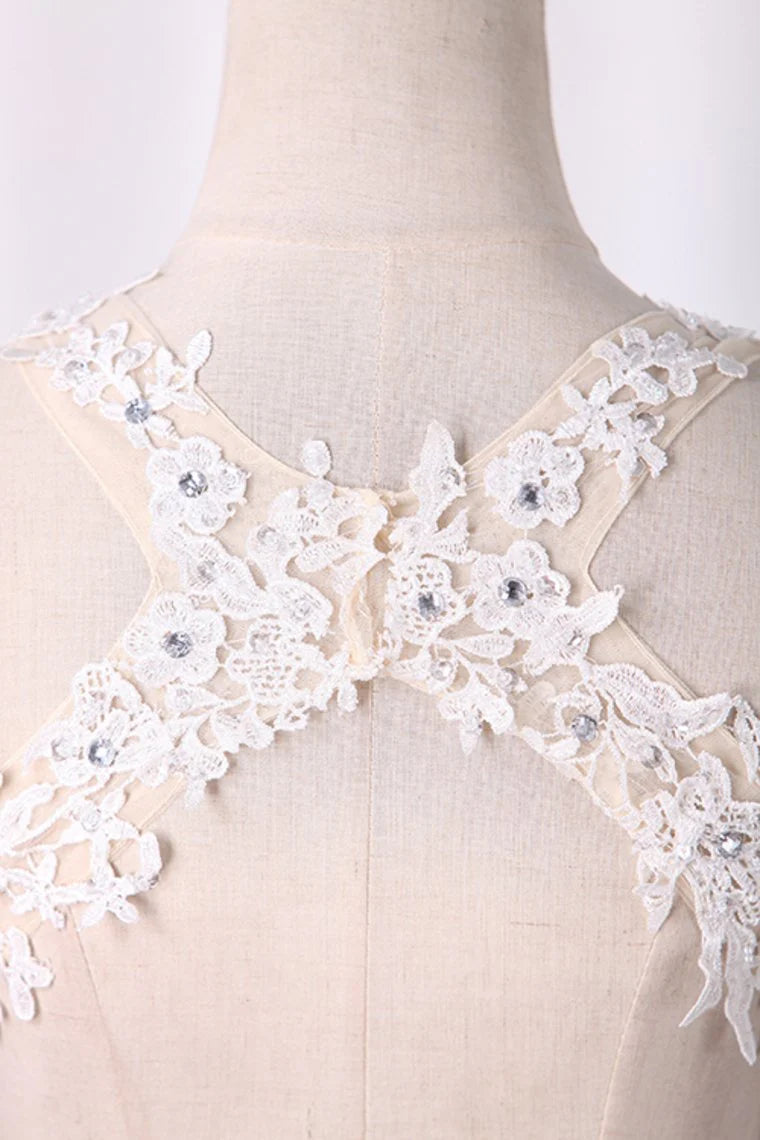 V Neck Party Dresses A Line Chiffon With Applique