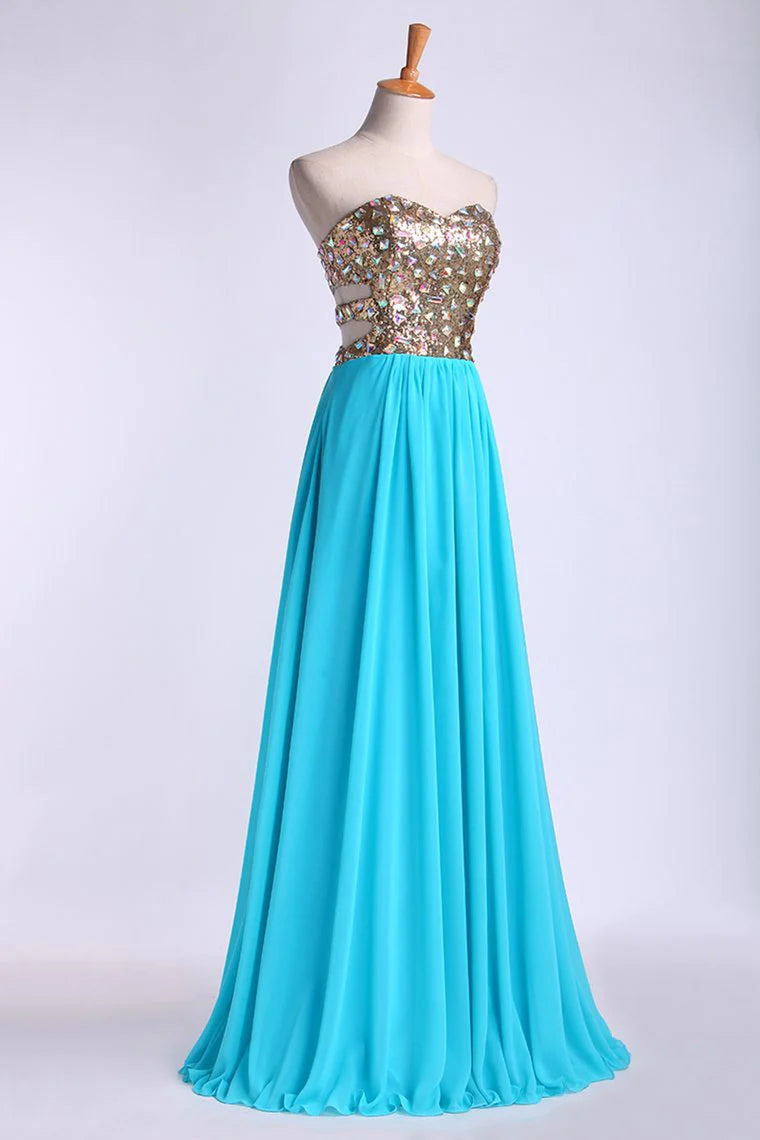 Party Dresses A Line Sweetheart Floor Length Chiffon