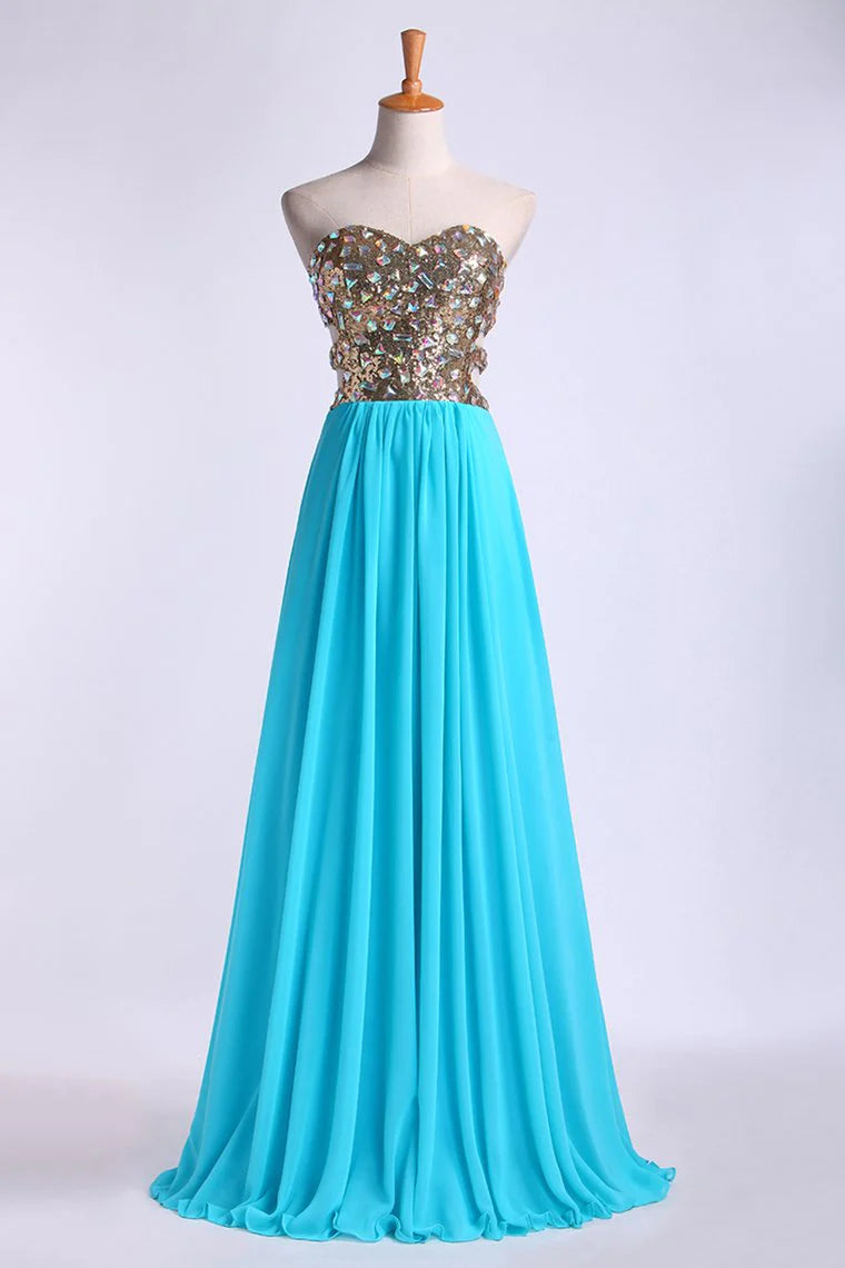 Party Dresses A Line Sweetheart Floor Length Chiffon