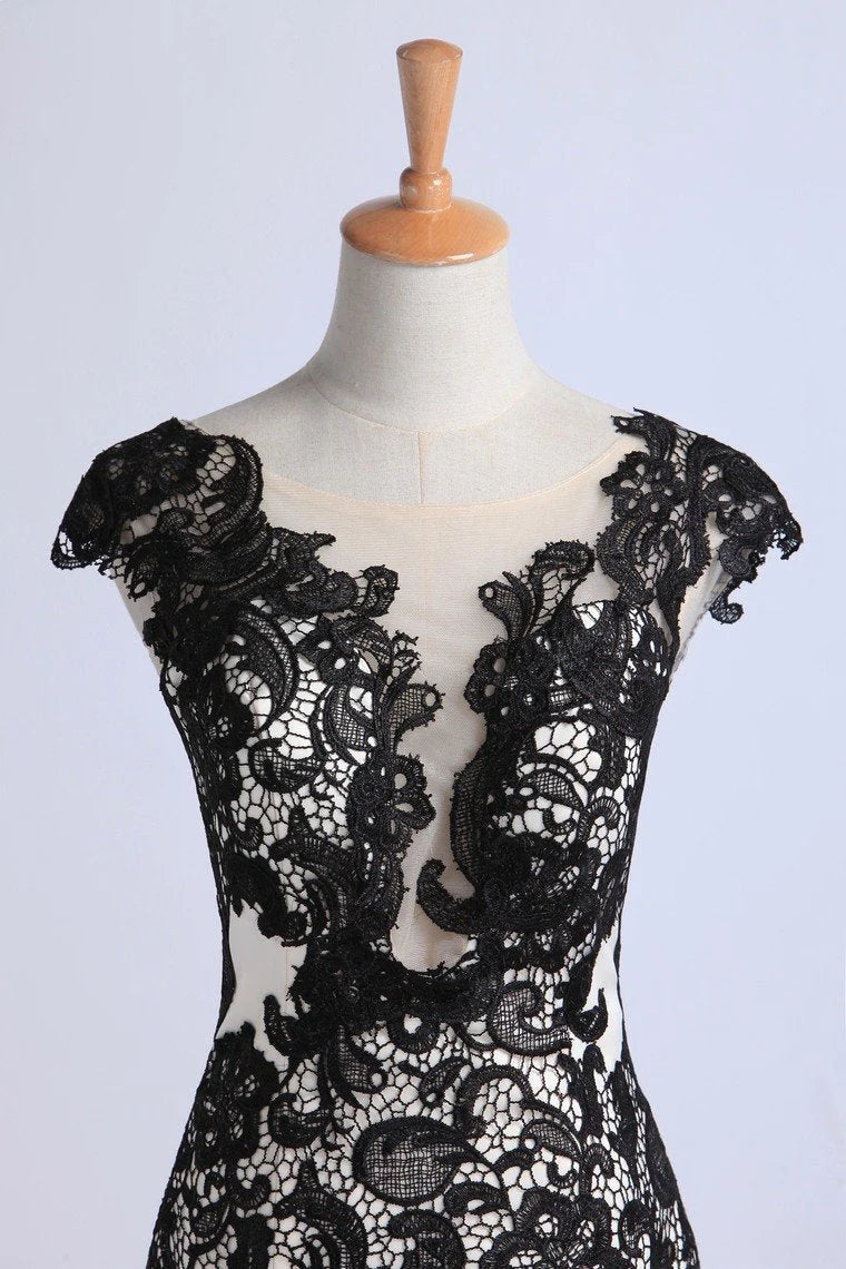 Party Dresses Mermaid Open Back Sweep/Brush Train Chiffon&Lace