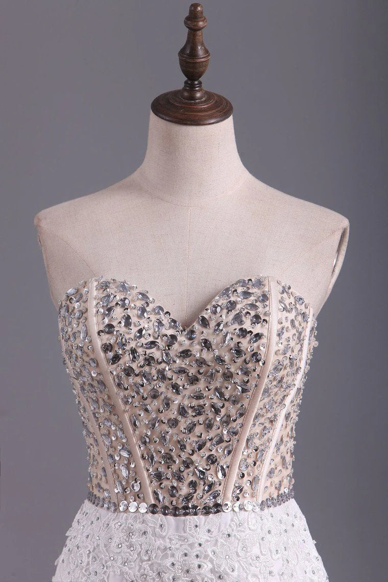 Party Dresses Mermaid Sweetheart Floor Length Tulle With Beads And Applique