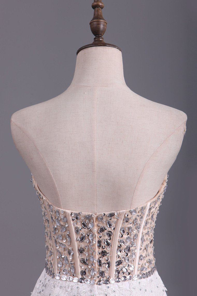 Party Dresses Mermaid Sweetheart Floor Length Tulle With Beads And Applique