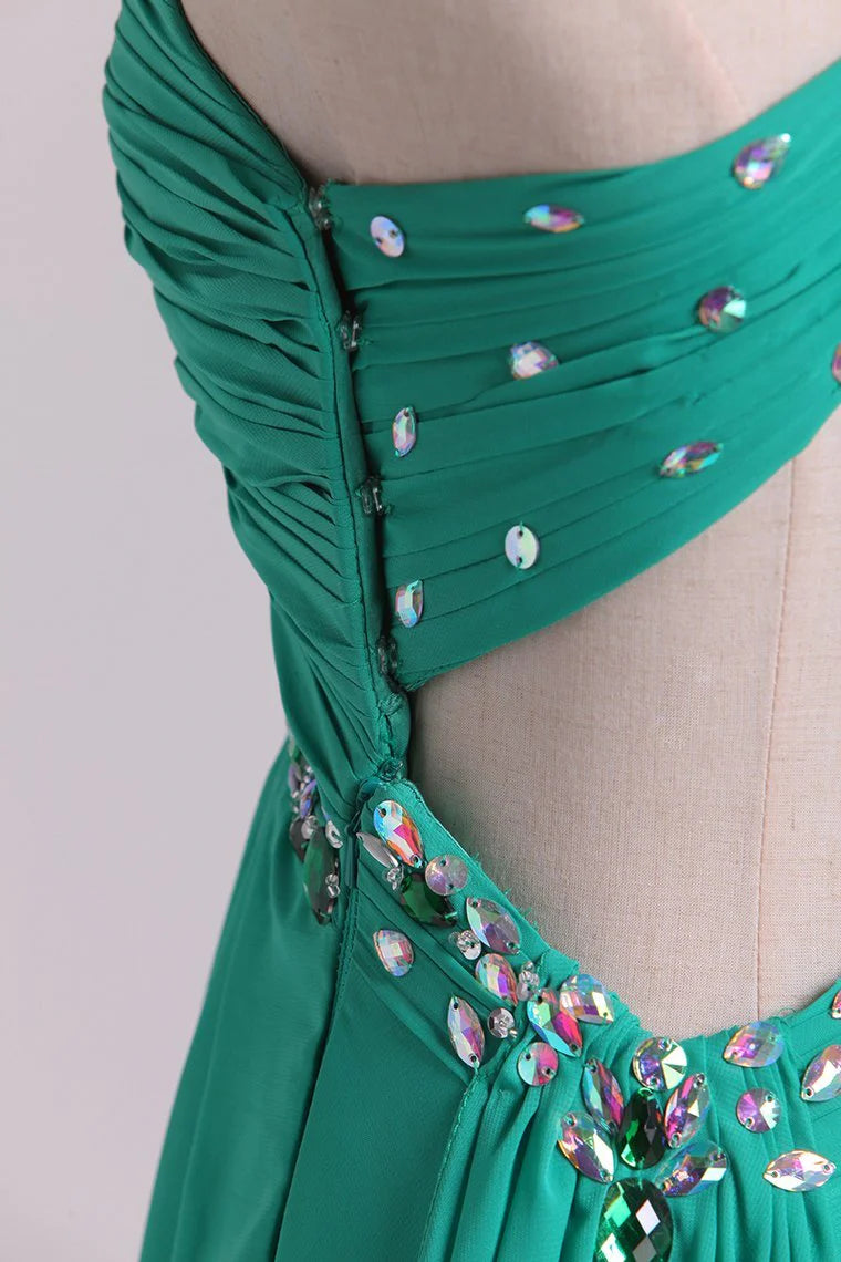 Party Dresses One Shoulder With Beading/Sequins A Line Chiffon Asymmetrical