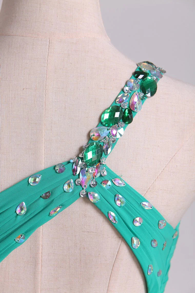 Party Dresses One Shoulder With Beading/Sequins A Line Chiffon Asymmetrical